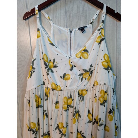 Torrid Black & White Polka Dot Lemons Flowy Summer Zip Back Tank Top Size 3X - Picture 2 of 6